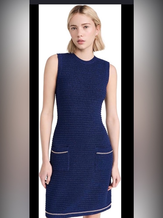 Shoshanna Dresses & Skirts - Shoshanna Saige Chain Knit Dress Navy Textured Sleeveless Shift Dress Size‎ Med